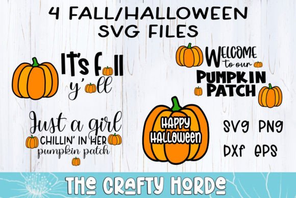 4 Fall Halloween SVG Quotes Graphics for Crafts