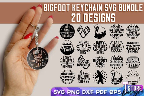 Bigfoot Keychain SVG Bundle Yeti Quotes Graphics Crafts