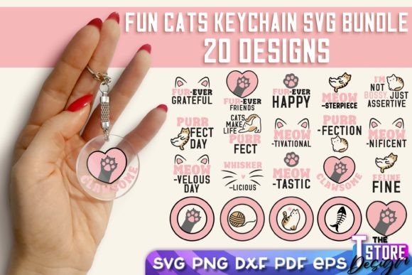 Fun Cats SVG Design Fun Cats Keychain Graphics and Crafts