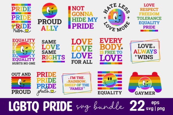 LGBTQ Pride Month Cute Retro SVG Bundle Graphics and Crafts