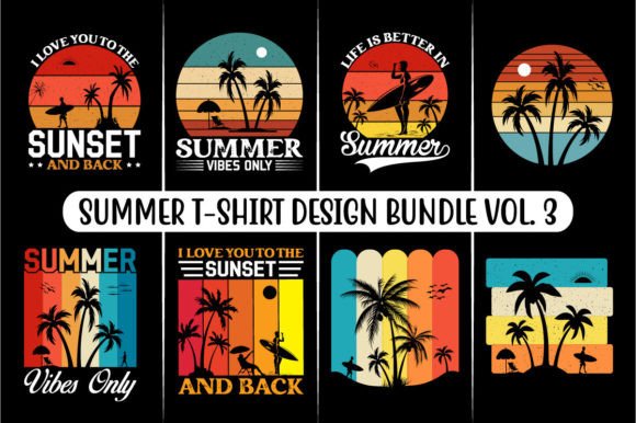 Summer T-shirt Design Bundle, Beach Graphics